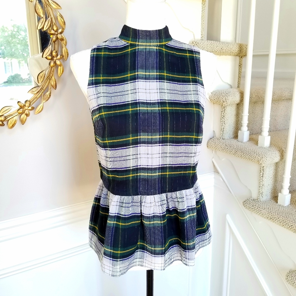 🆕️ J CREW Peplum Gilded Highland Tartan Top